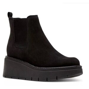 La Canadienne Women's Haskell Wedge Pull-On Booties Black Suede Size 8.5
